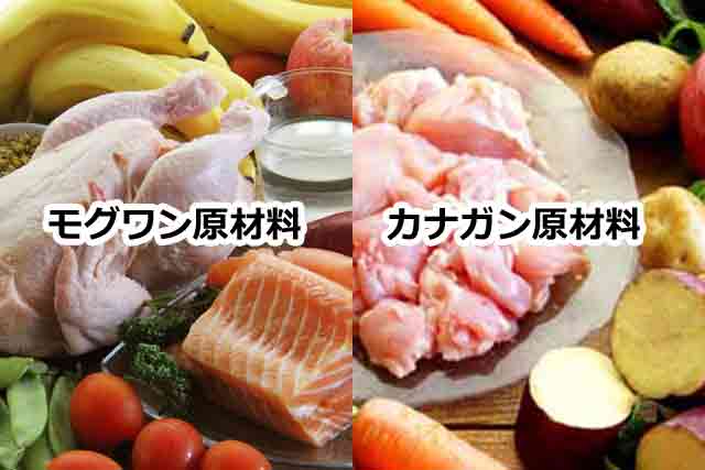 モグワンとカナガンの原材料の違いで比較